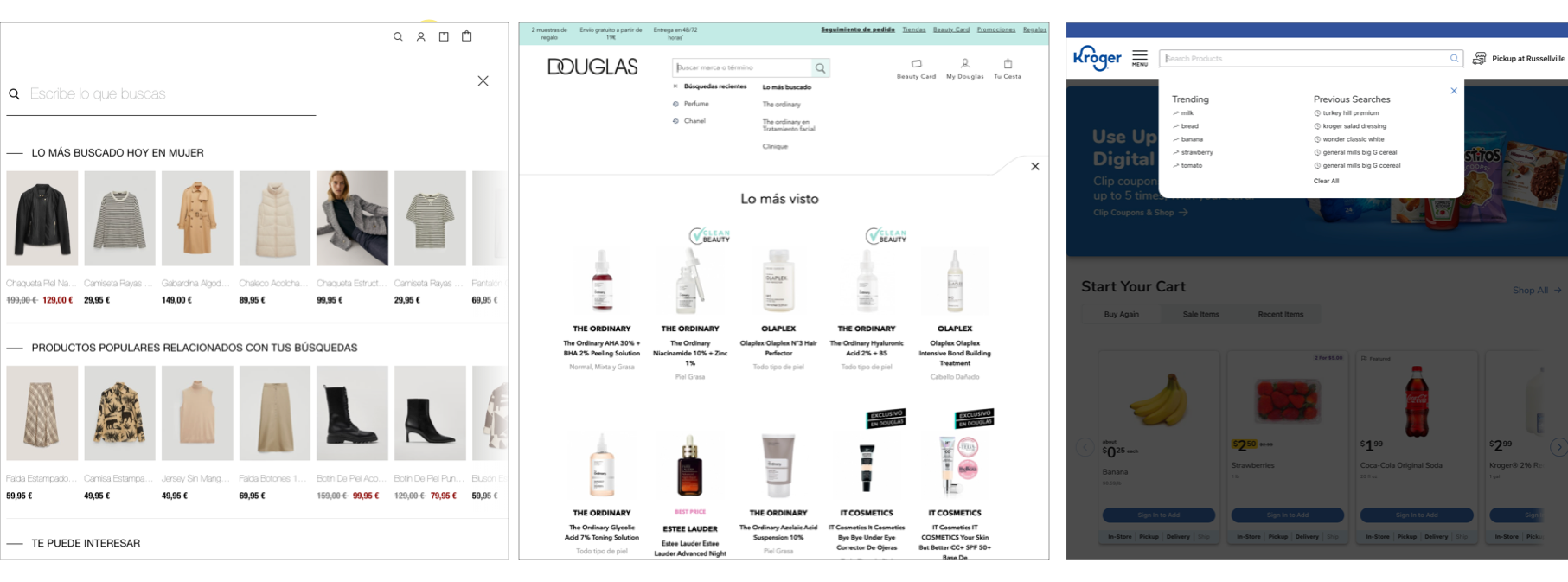 Massimo Dutti, Douglas and Kroger opened search layers